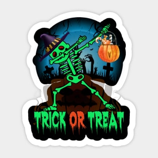 Kids Cute Boys Halloween Dabbing Skeleton Sticker